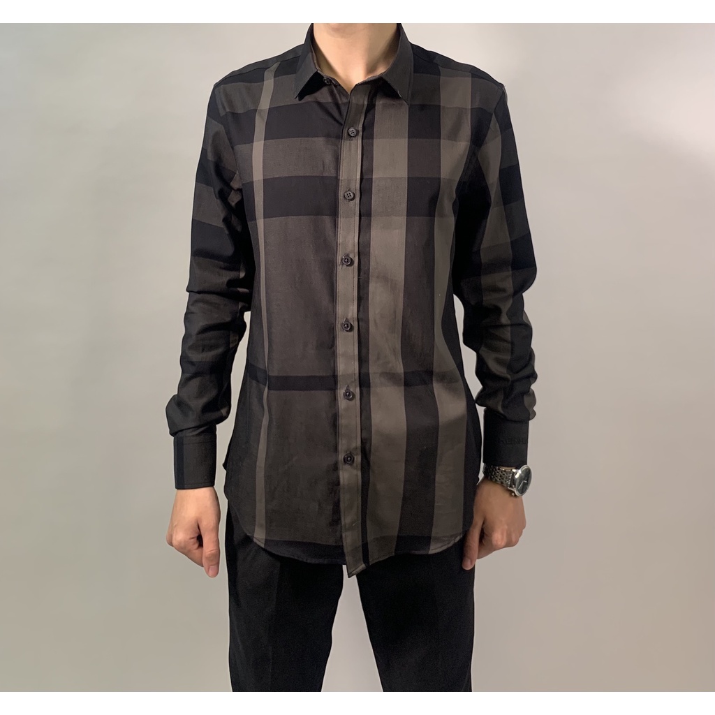 Áo sơ mi nam công sở KENHONI form dáng Hàn Quốc chất cotton 100 phối họa tiết BBR