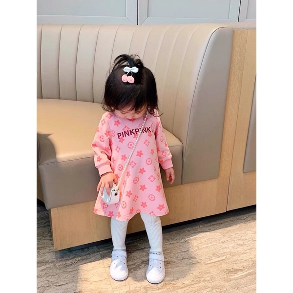 Váy bé gái dáng xuông chất cotton mềm thoáng mát