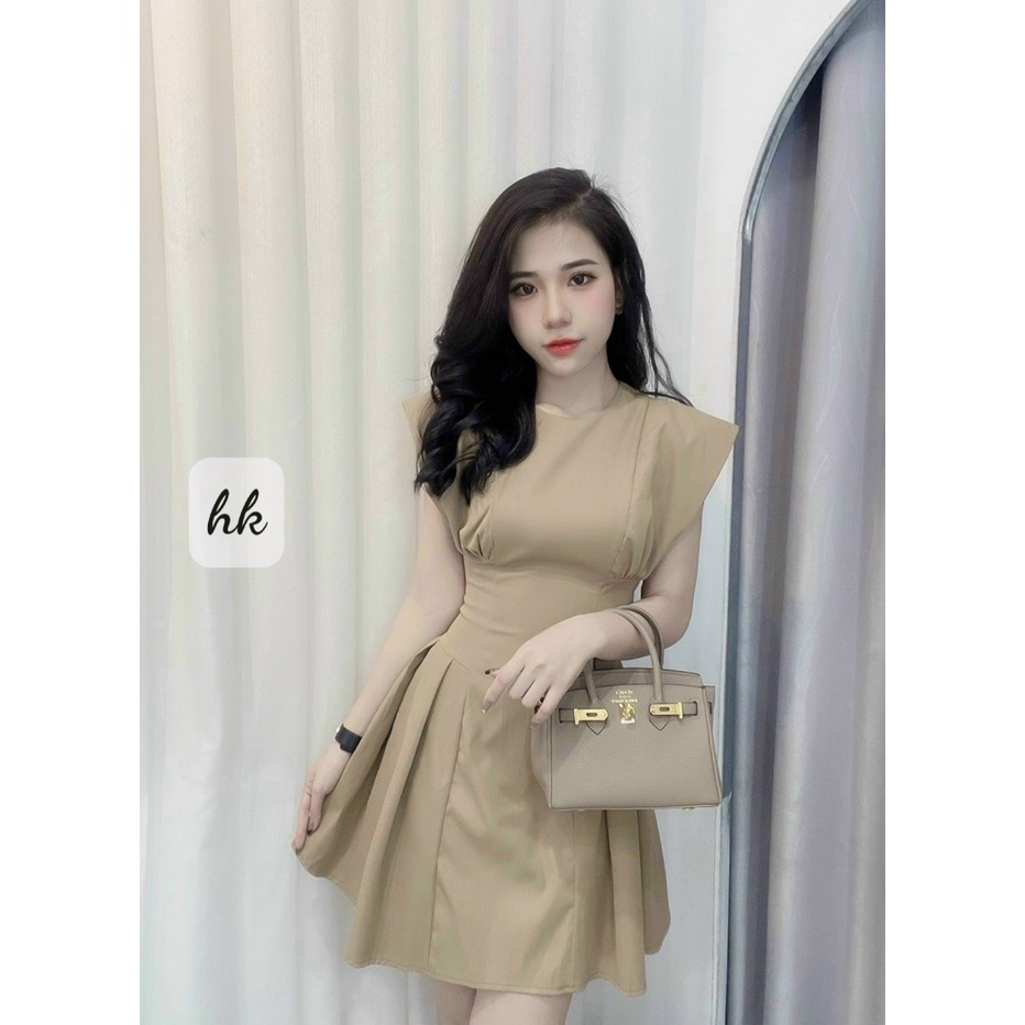Đầm thiết kế, Đầm Tay Cánh Tiên Eo Cong Xếp Li Trẻ Trung - kameco