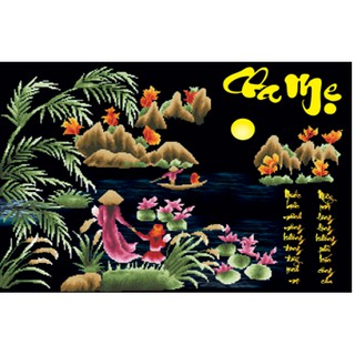 Tranh thêu chữ thập ơn cha mẹ -x8116
