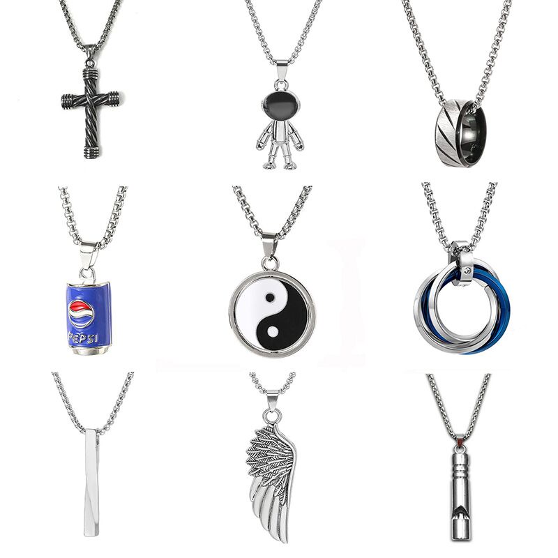 Dây chuyền thép titan nguyên chất gắn hình mặt cười thánh giá phong cách nam tính 2022 mới cho nam