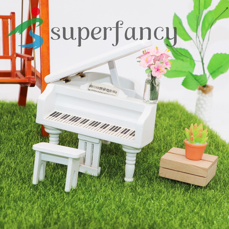 Đàn Piano Mini Bằng Gỗ Tỉ Lệ 1 / 12 Trang Trí Nhà Búp Bê