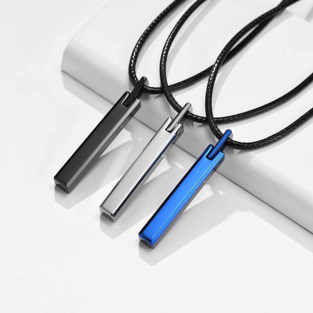 Vnox Vòng cổ Dài 26 Inch Mặt Thanh Hình Học Màu Xanh Đen Hoàng Gia Cho Nam Làm Quà Tặng