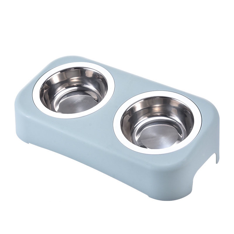 New Tilting Stainless Steel Simple Pet Double-layer Bowl for Cats and Dogs Candy Color for Eating and Drinking Integrated Plastic Pet Food Bowl