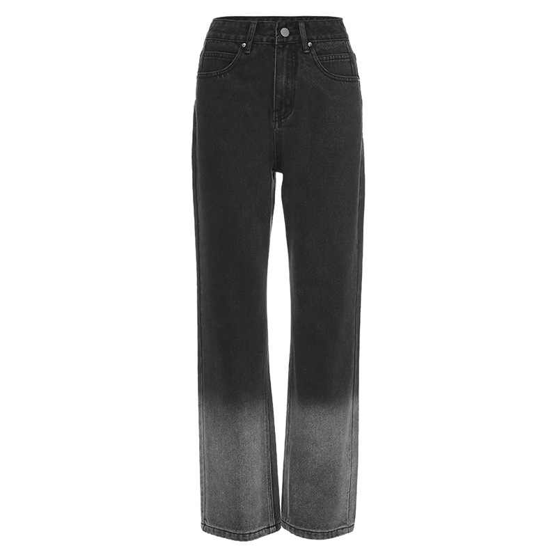 IELGY Quần jean lưng cao ống rộng màu gradient thời trang dành cho nữ