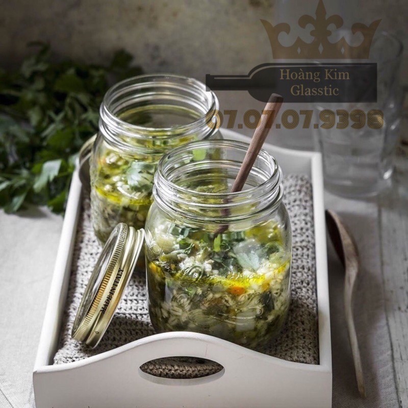 HỦ THUỶ TINH CAO CẤP NẮP NHÔM VÀNG 300ml
