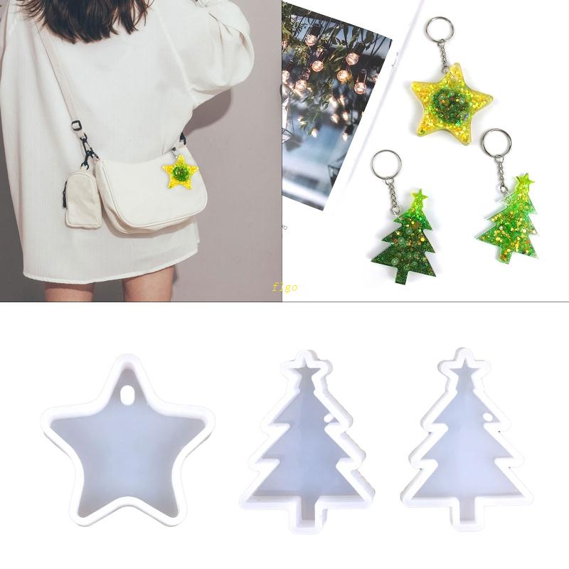 Khuôn Silicone Làm Móc Khóa Hình Cây Thông Giáng Sinh Lấp Lánh