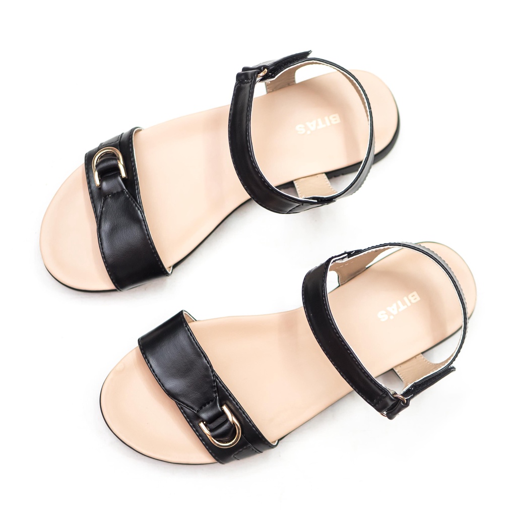 GIÀY SANDAL QUAI HẬU ĐẾ BẰNG QUAI NGANG NỮ BITA'S SYN.258 (ĐEN + TRẮNG) - BITAS