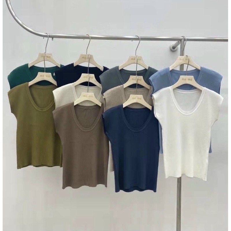 Áo len trơn cộc tay cổ tim