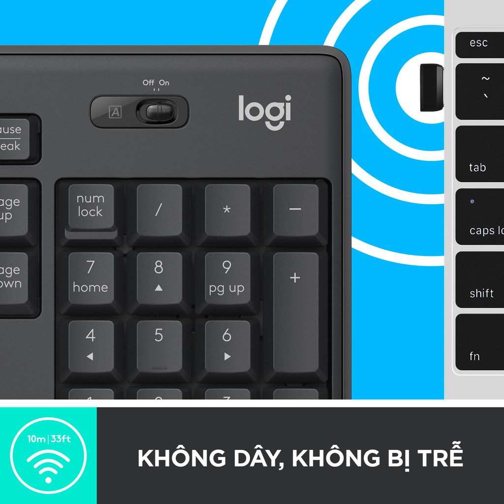 [Mã ELLOGIWL5 giảm 10% đơn 500K] Combo chuột phím không dây Logitech MK295 - Silent Giảm ồn, có phím số, bền bỉ