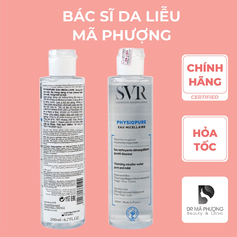 [CHÍNH HÃNG] Tẩy trang nhạy cảm SVR Physiopure Eau Micellaire