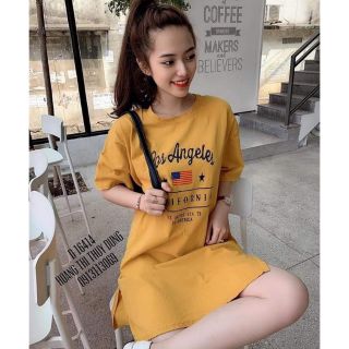 Váy suông đầm suông xẻ tà thun côtton thái cao cấp
