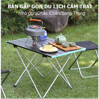 Bàn dã ngoại xếp gọn picnic du lịch gấp gọn bằng hợp kim nhôm nhẹ, gấp gọn, chắc chắn, độ bền cao