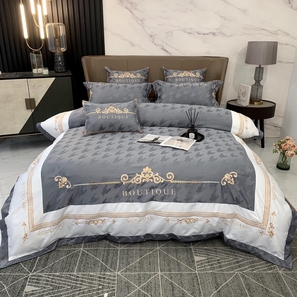 Bộ Chăn Ga Gối Lụa Silk 4 Món Thêu Hoàng Gia Đẳng CấpĐa dạng mẫu mã Siêu phẩm Lụa satin thêu 4 món với màu sắc lung linh | BigBuy360 - bigbuy360.vn