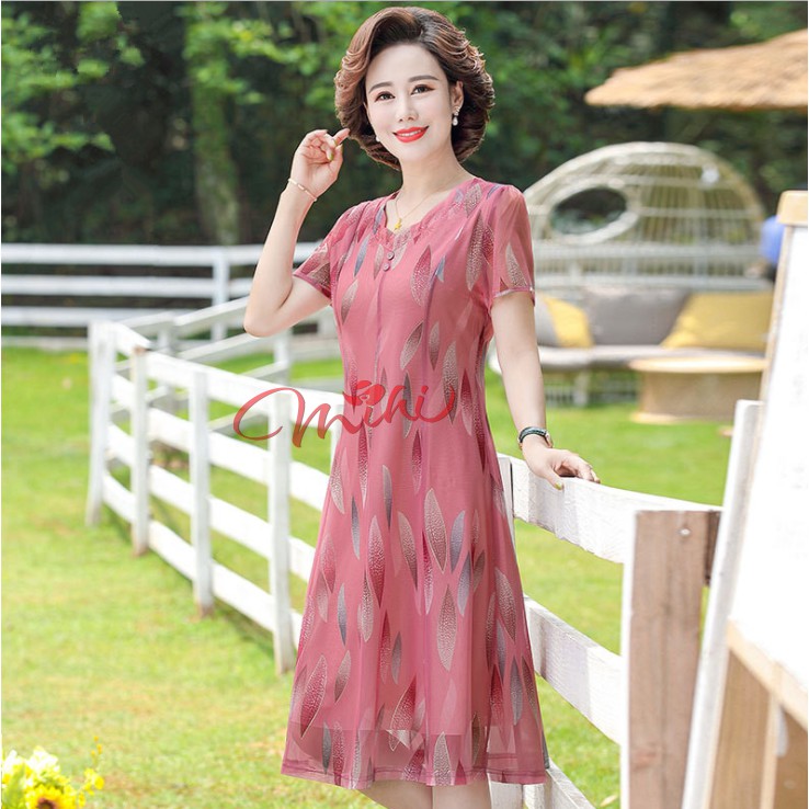 Váy Đầm trung niên nữ cho mẹ phối hoa cao cấp V81 - Áo đầm kiểu thời trang dự tiệc dạ hội đẹp cho người lớn tuổi Bigsize | BigBuy360 - bigbuy360.vn