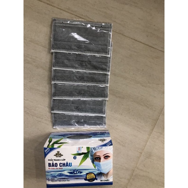 Hộp 50 túi khẩu trang  Bảo Châu 4 lớp, hàng xịn sò 1 cái/1 túi