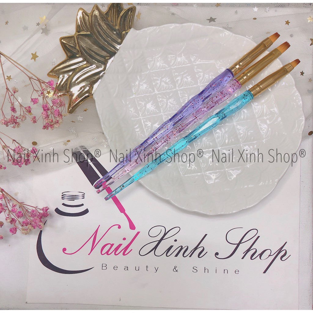 Set cọ vẽ gel, đắp gel uv, cọ vẽ móng tay nghệ thuật, nail art (set 3 cọ bản đắp gel cao cấp)