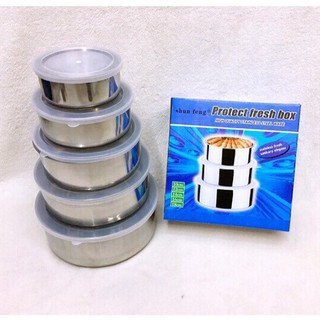 BỘ 5 THỐ INOX CÓ NẮP ĐẬY