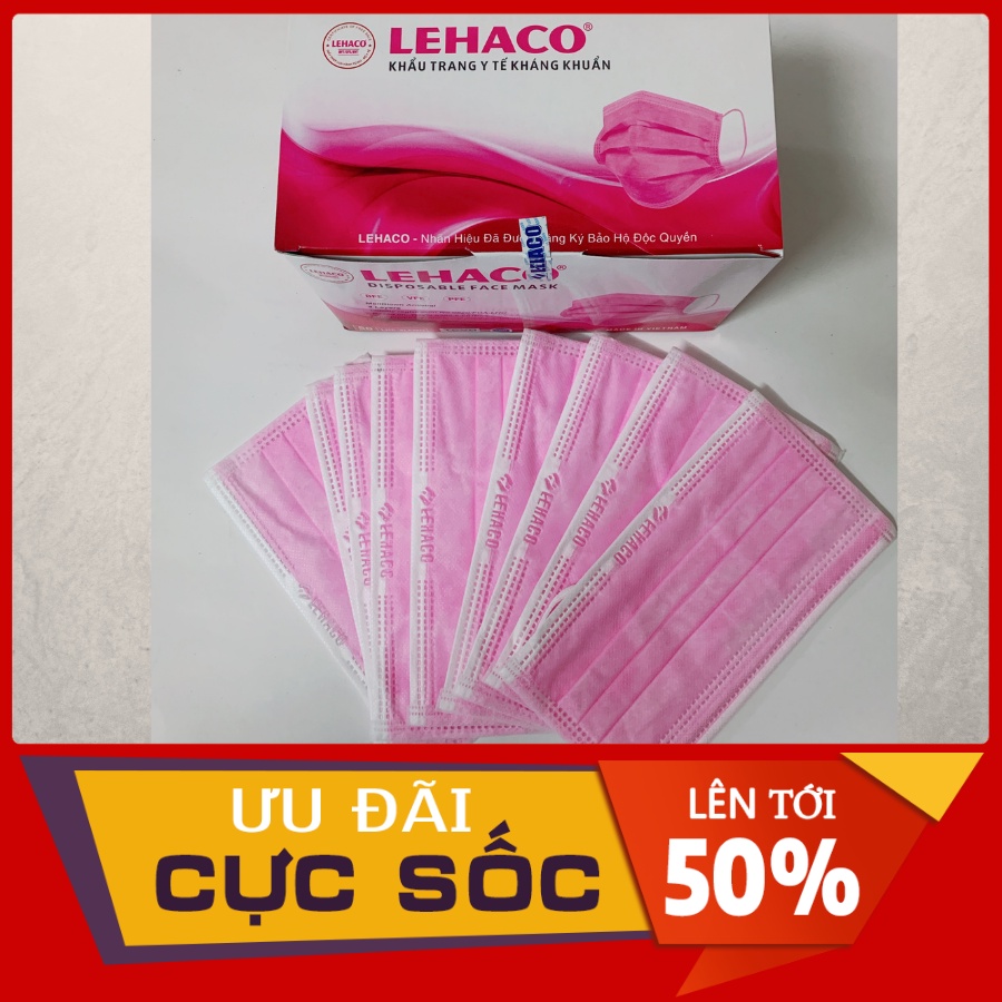 Khẩu trang y tế kháng khuẩn Lehaco - Hộp 5 túi = 50 cái | BigBuy360 - bigbuy360.vn