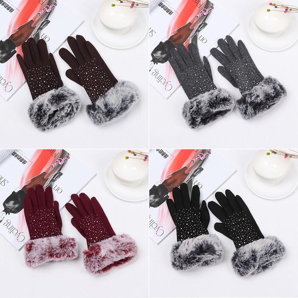 Găng Tay Giả Lông Thú Dày Dặn Giữ Ấm Mùa Đông|Găng Tay Len Cashmere Ấm Áp Hợp Thời Trang