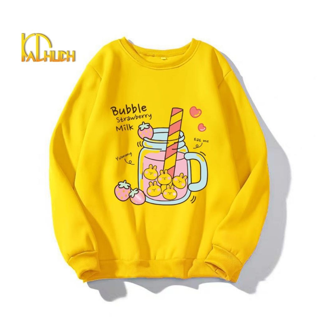 ÁO SWEATER NAM NỮ IN BUBLE MILK SIÊU DỄ THƯƠNG ÁO SWEATER NHIỀU MÀU