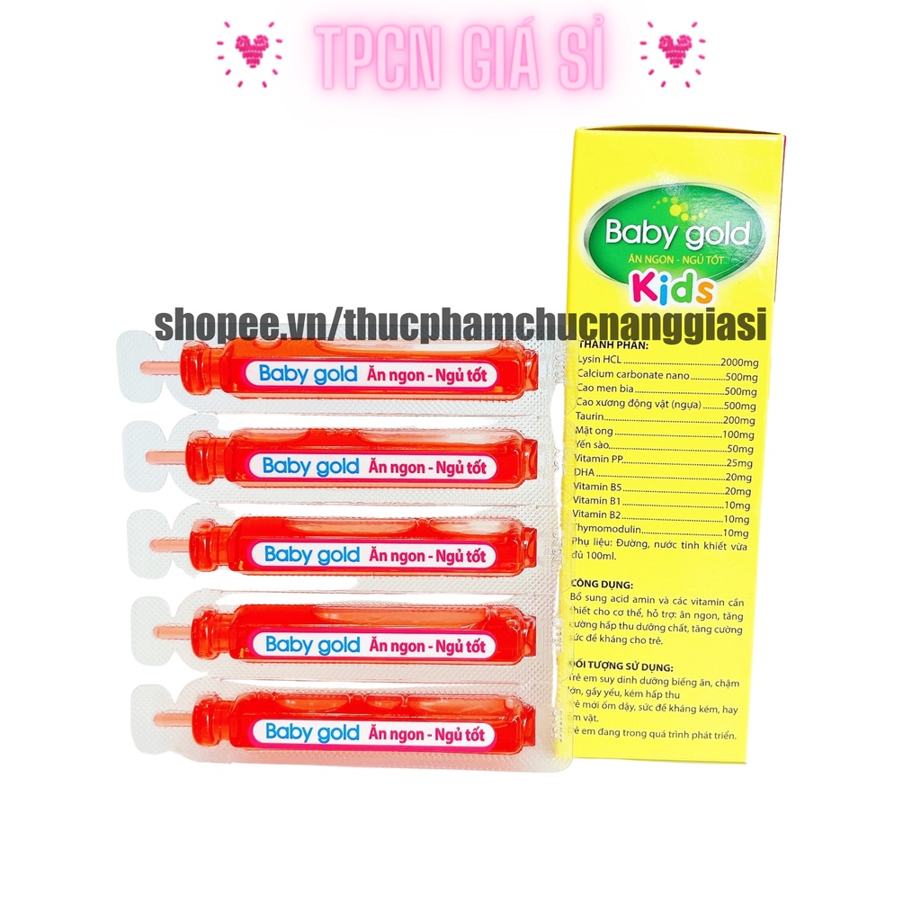Siro giúp bé ăn ngon ngủ tốt BABY GOLD KIDs bổ sung DHA và các vitamin cần thiết cho trẻ - Hộp 20 ống