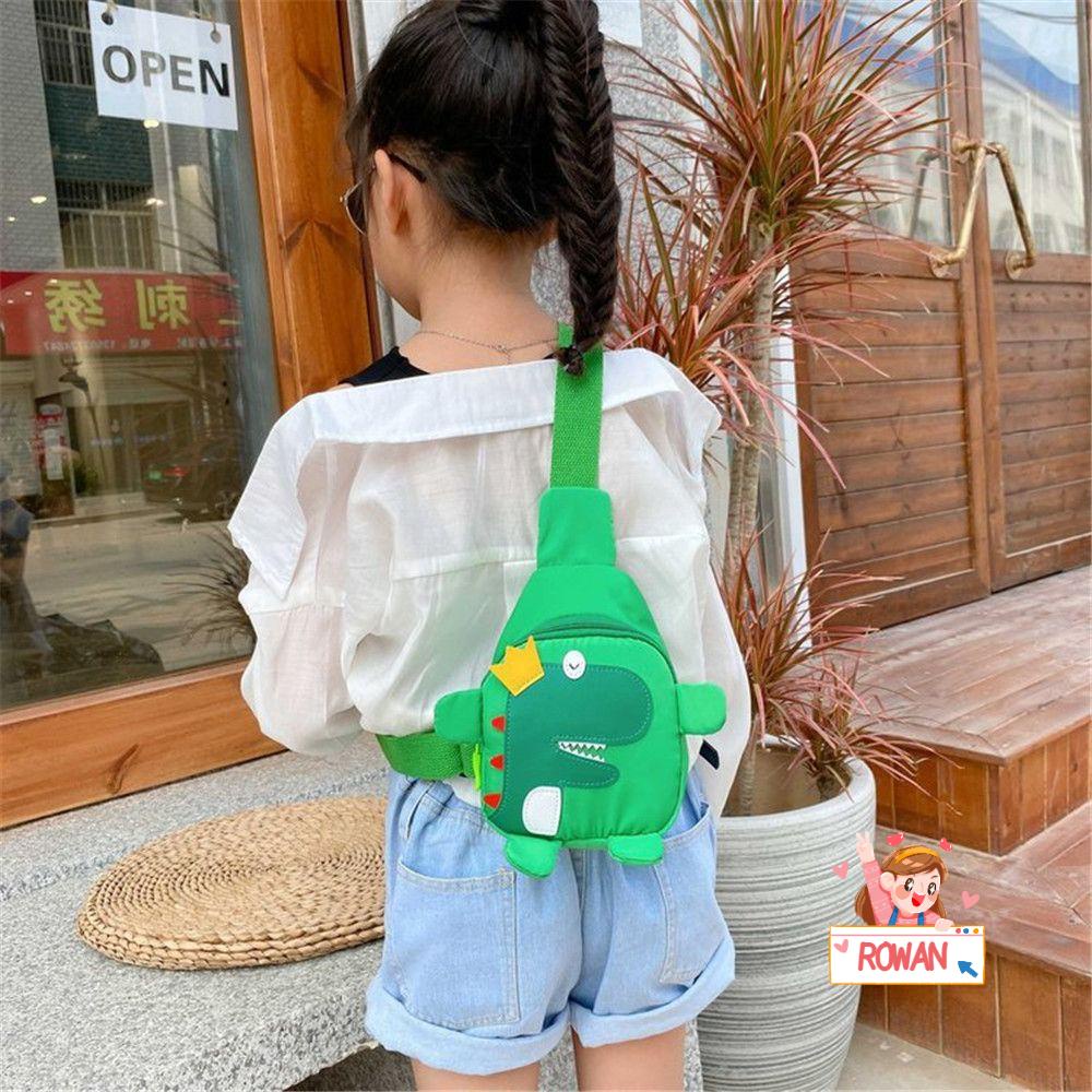 ❈Rowan❈ Túi Đeo Chéo Vai Bằng Nylon Họa Tiết Khủng Long Hoạt Hình Dễ Thương Nhiều Màu Sắc Dành Cho Bé Trai Bé Gái Đi Học Du Lịch