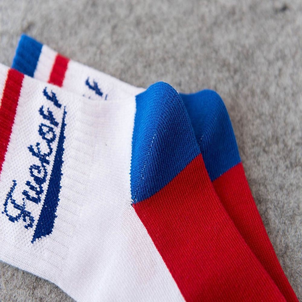 Vớ cotton cổ cao kẻ sọc ngang phong cách Harajuku cá tính