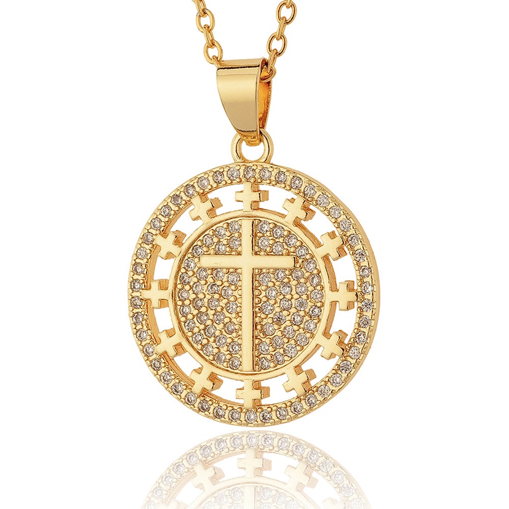 Dây Chuyền Mạ Vàng Mặt Hình Thánh Giá Đính Đá Zircon