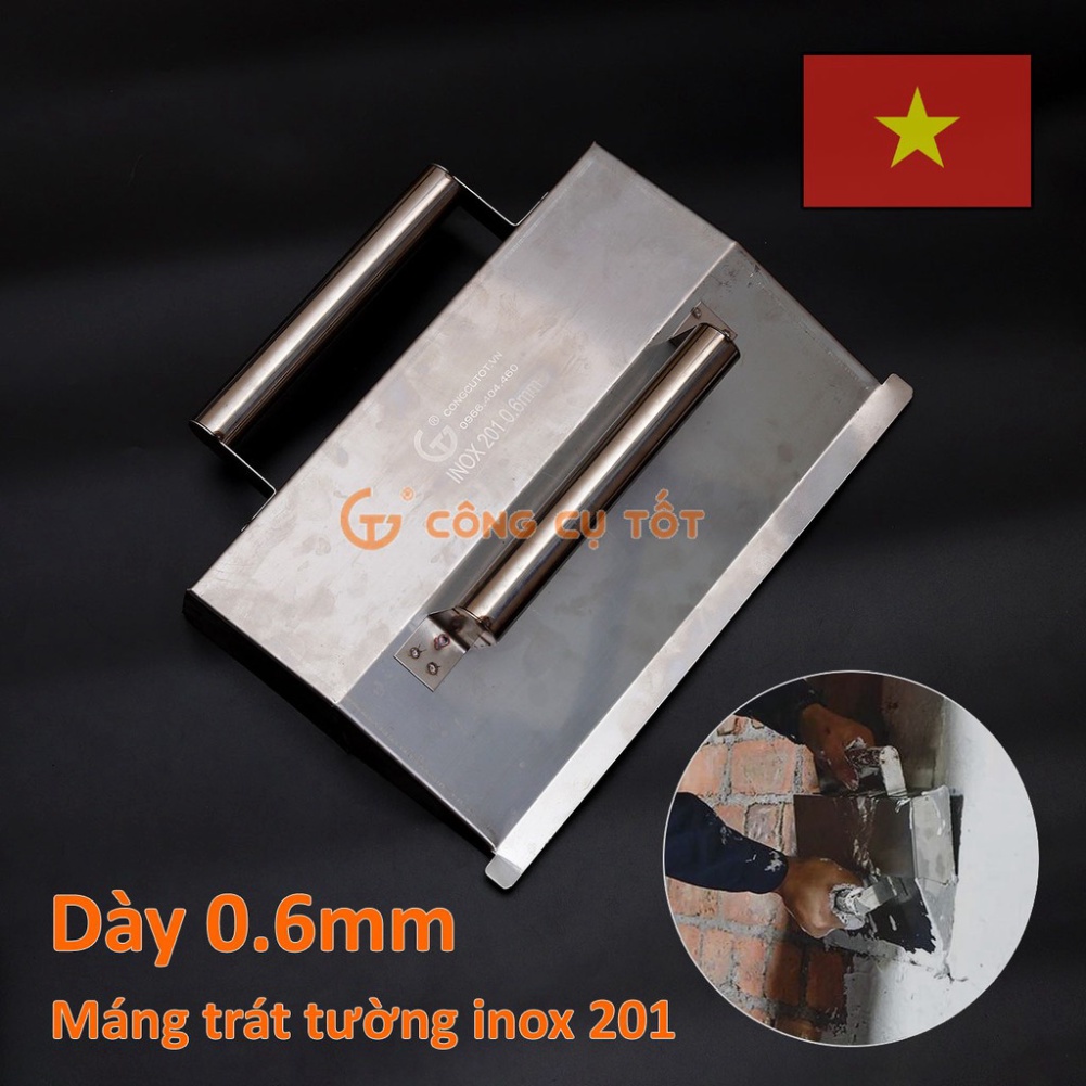 Máng trát tường siêu tốc bằng inox 201 dày 0.6mm cỡ 325 x 205 x 50mm Goodtools GT4989 Việt Nam