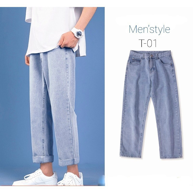 Quần jeans baggy, Quần jeans ống rộng, dáng ống suông, rộng nam TR01 styles Hàn Quốc