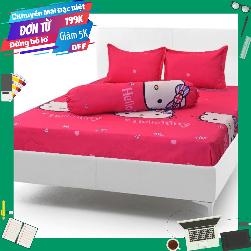 Vỏ gối ôm xoa nhung hello kitty nơ