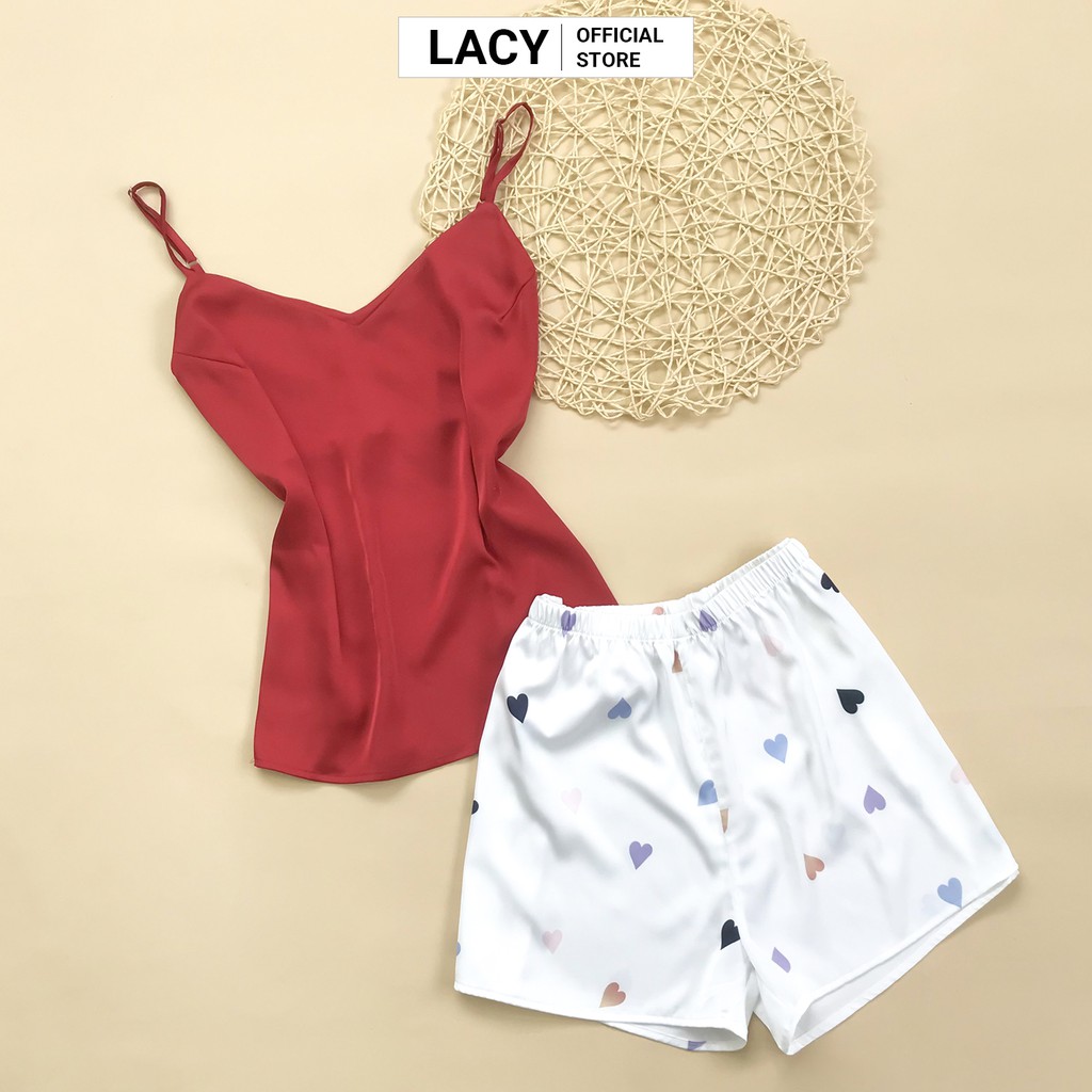 Áo 2 Dây Nữ và Quần Ngủ Lụa Pháp Nhiều Họa Tiết Trẻ Trung Cao Cấp Freesize LACY N129 và QN | BigBuy360 - bigbuy360.vn