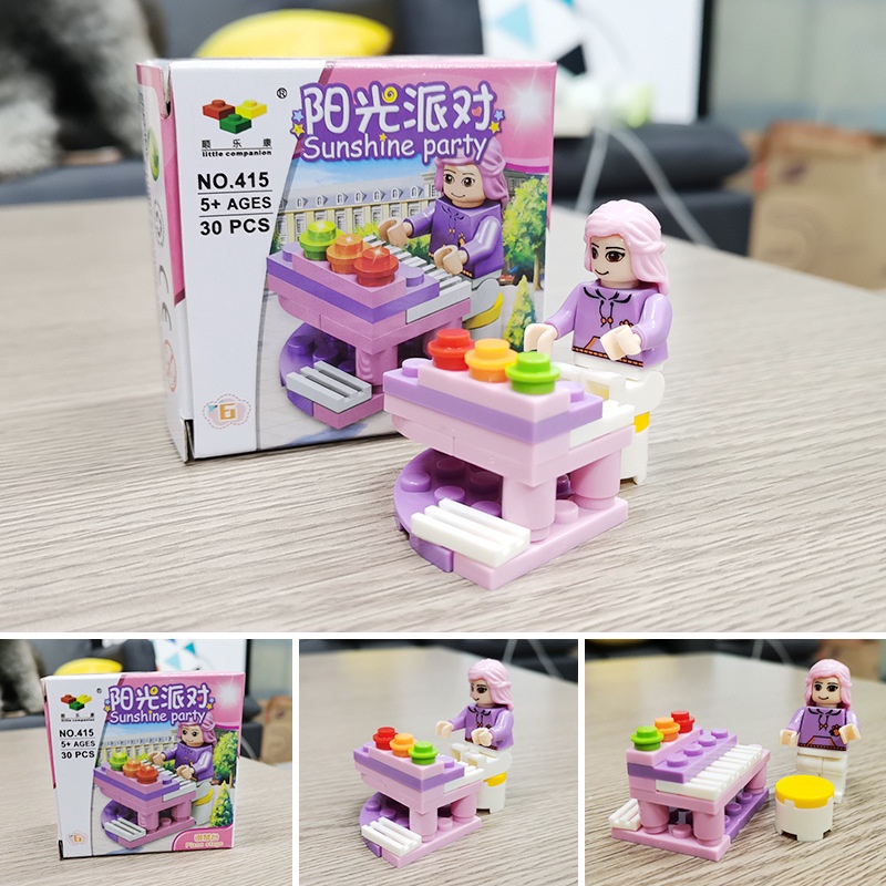 Mô hình lắp ghép, đồ chơi xếp hình MALABEO KIDS,  ghép hình dụng cụ âm nhạc/ bàn trang điểm nhiều chi tiết
