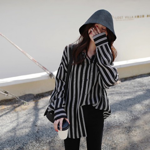 Áo So Mi Dáng Rộng Sọc Dọc