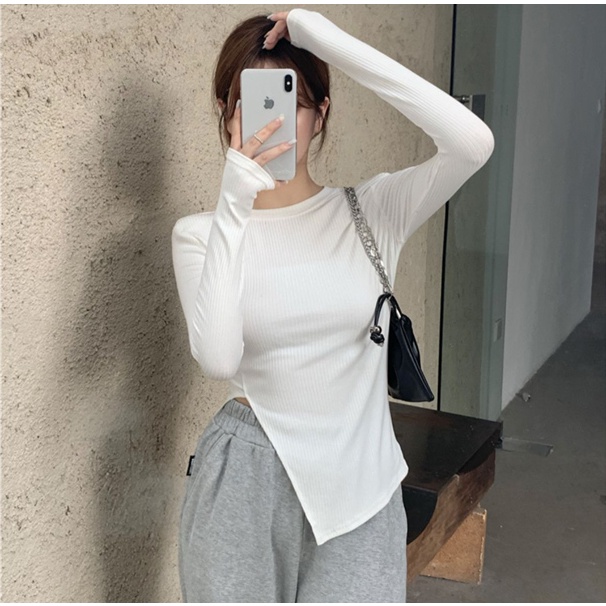 NRVP Áo Thun Nữ Tay Dài 100% Cotton Thời Trang Hàn Quốc