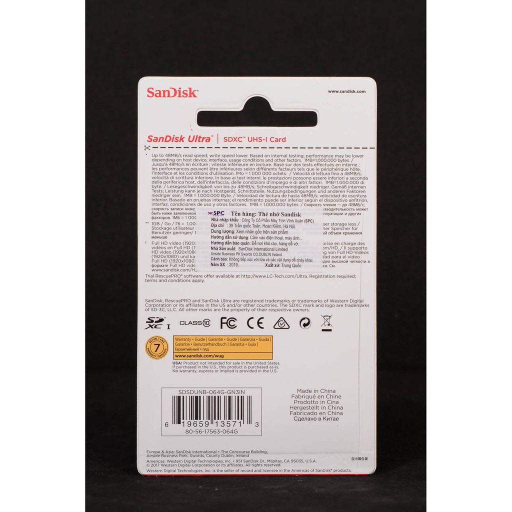 Thẻ nhớ SDXC SanDisk Ultra 320x 64GB Class 10 UHS-I 48MB/s [BH 5 năm] | BigBuy360 - bigbuy360.vn