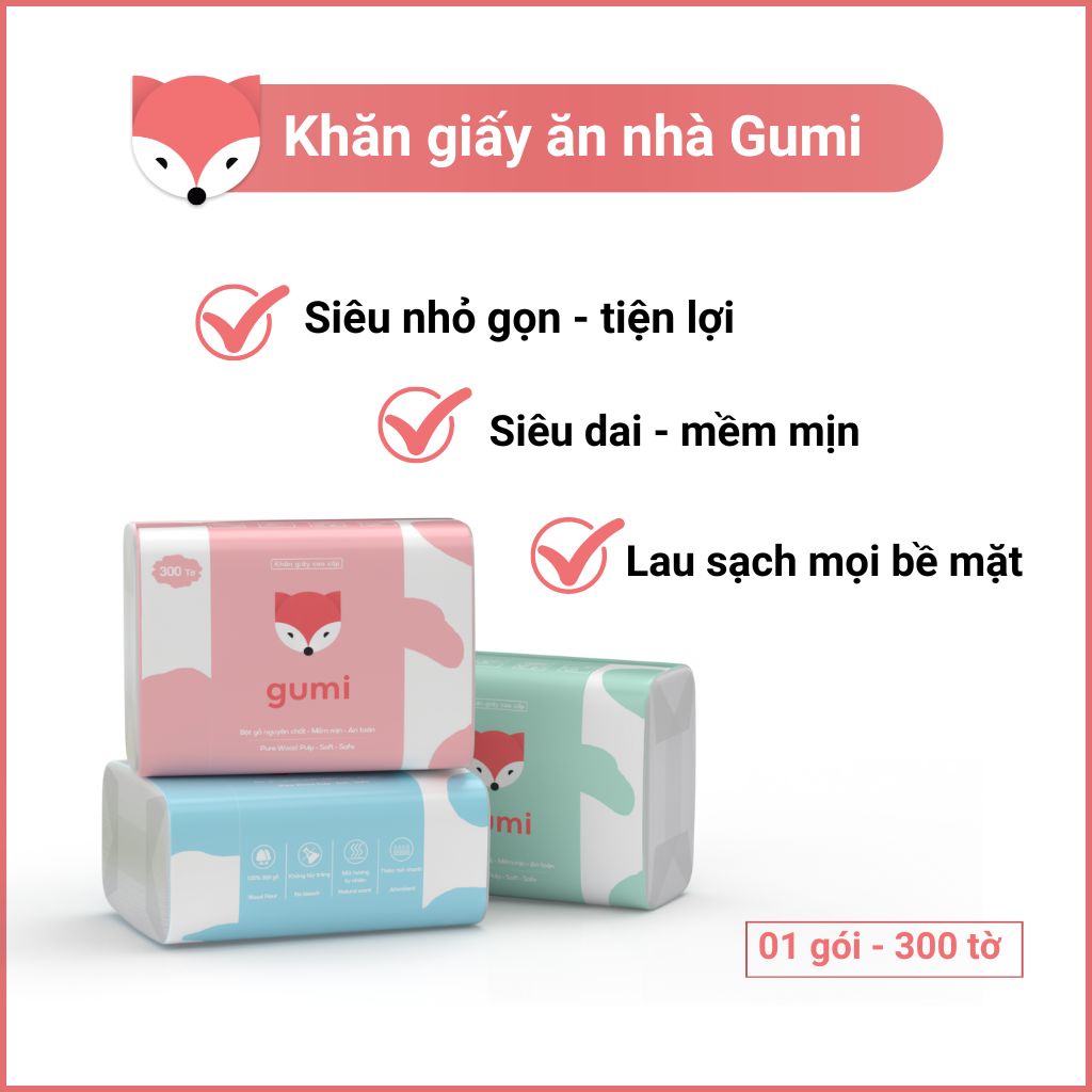 Bịch 10 gói giấy ăn cao cấp Gumi tiện lợi cho gia đình