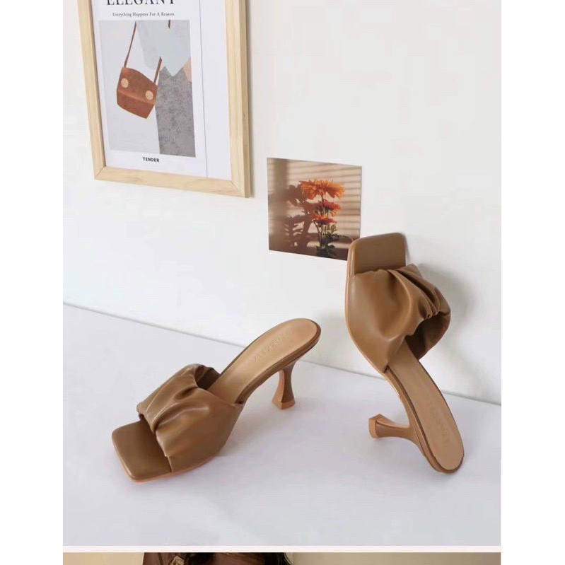 Guốc quai nhún gót nhọn hot cao 7cm - 44