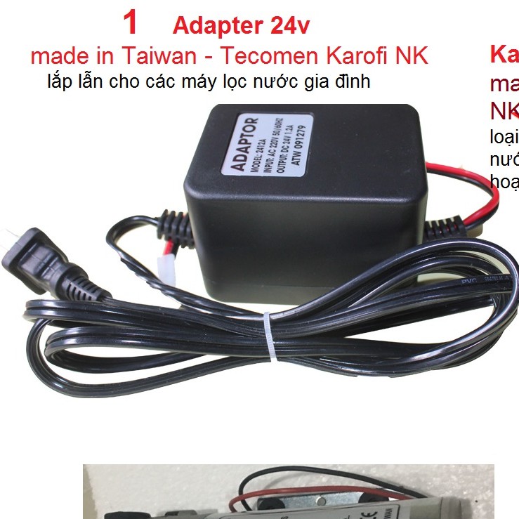 Bơm máy lọc nước 24V, Bơm hút dẩy HF8369 , Nguồn Adapter 24v - Nhập khẩu bởi Tecomen - Karofi