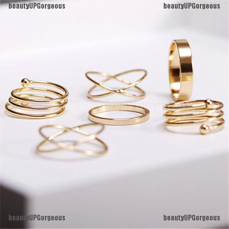 Bộ 6 nhẫn hợp kim phong cách Punk độc đáo thời trang mới cho nữ