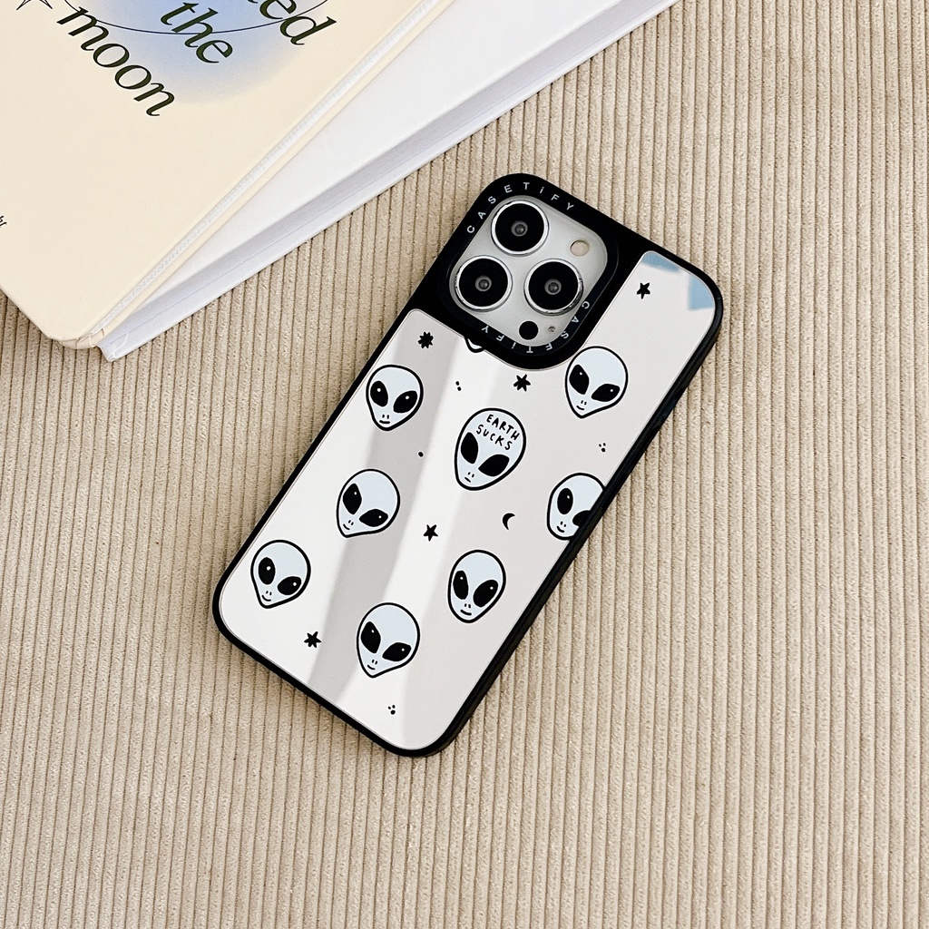 Ốp Điện Thoại Họa Tiết Người Ngoài Hành Tinh Hoạt Hình Tráng Gương Chống Sốc Cho iPhone 14 / 13 / 12 / 11 / X / 8 / 7P