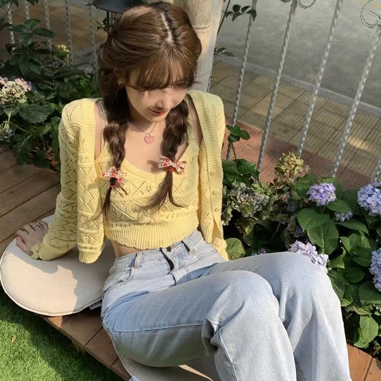 SUXI Áo Cardigan Dệt Kim Tay Dài Màu Trơn Dễ Phối Đồ Thời Trang Mùa Hè Cho Nữ