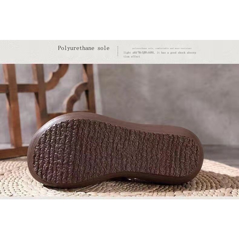 Xăng đan Da Mềm Đế Dày Hở Mũi Thoáng Khí Phong Cách retro Cho Nữ