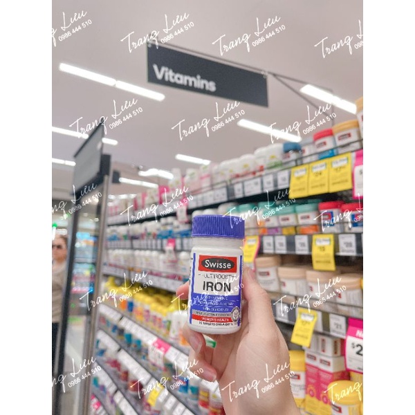 (ĐỦ BILL ẢNH CUỐI) CÓ SẴN- Sắt Swisse Ultiboost Iron với vitamin C, tảo xoắn 30 viên - Bổ sung sắt hữu cơ