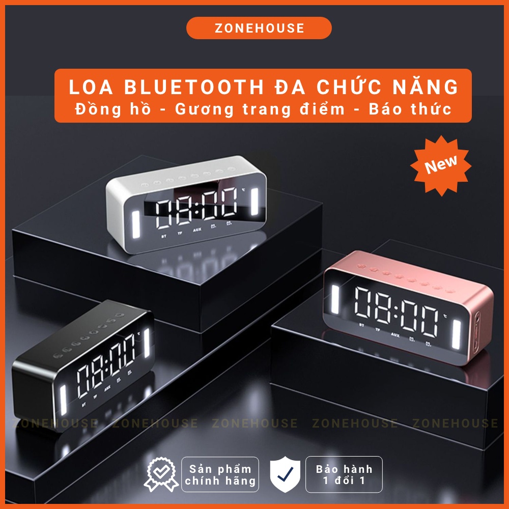 [NEW] Loa Bluetooth màn hình gương ZH8-NEW, đèn led soi gương, đồng hồ báo thức,đèn ngủ,FM, karaoke, chống ồn, Bass căng