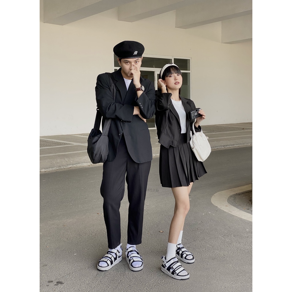 Dép nam nữ Buenas SD-6879 - màu đen quai trắng quai dù sandal học sinh đi chơi đế cao 3 phân chính hãng