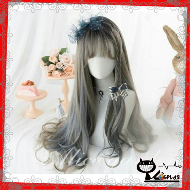 Wig teen/lolita/cosplay A2104 trà pha xanh khói