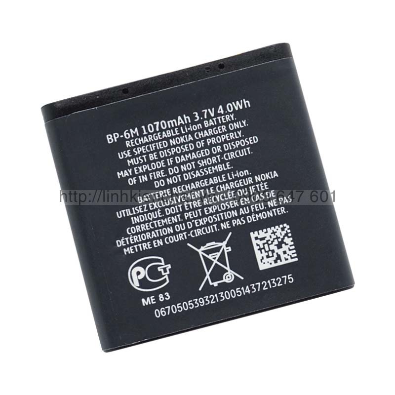 Pin Nokia 6233 N73 N93 6288 6280 9300 3250 BP-6M 1070mAh Zin - Hàng nhập Khẩu