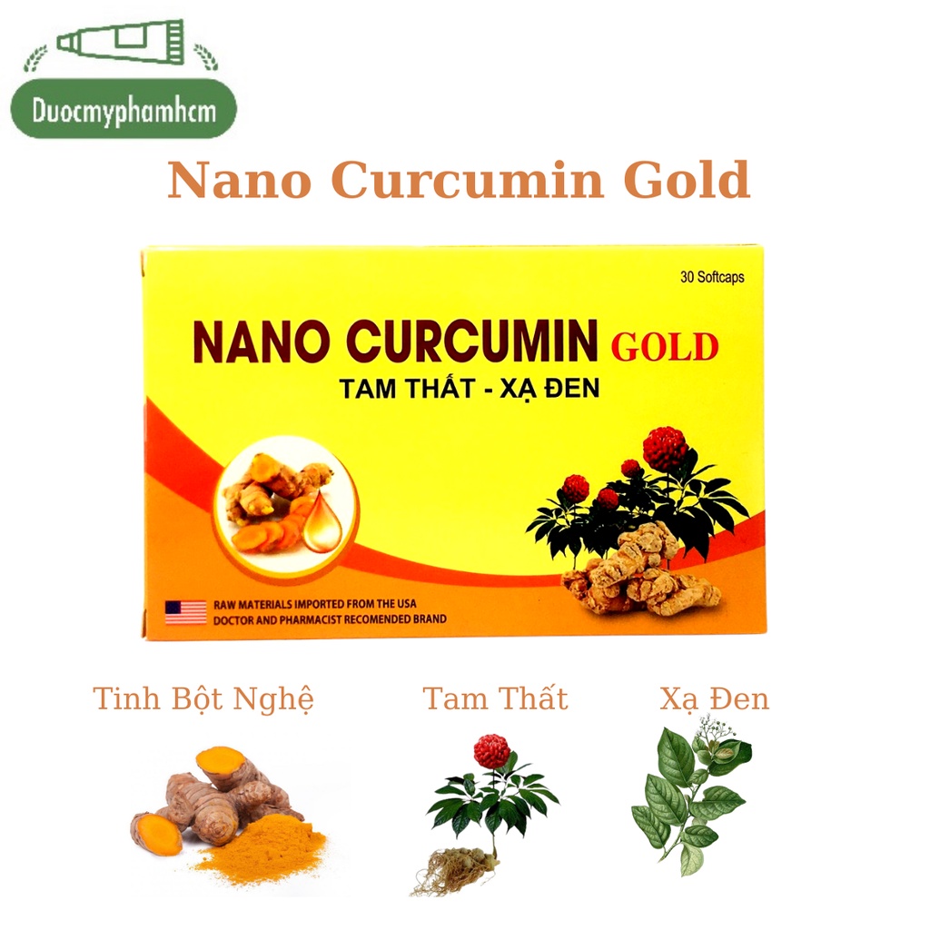 Nano Curcumin GOLD Kèm Tinh Chất Tam Thất Xạ Đen - Hộp 30 viên